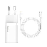 Baseus Super Si 1C schnelles USB-Typ-C-Ladegerät 20 W Power Delivery + USB Typ C – Lightning Kabel 1 m weiß (TZCCSUP-B02)