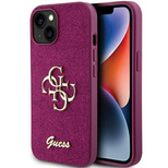 Guess Glitter Script Big 4G case for iPhone 15 - purple