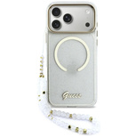 Etui Guess IML Glitters Script Strap MagSafe na iPhone 17 Pro Max - przezroczyste
