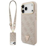 Etui Guess 4G Triangle Logo & Big Strap Metal Buttons MagSafe na iPhone 17 Pro Max - różowe