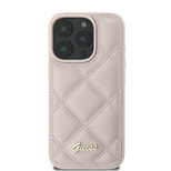 Guess Quilted Metal Logo-Hülle für iPhone 16 – Rosa