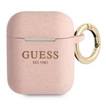 Guess GUA2SGGEP AirPods 1/2 cover różowy/pink Silicone Glitter