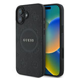 Guess Saffiano Peony Classic Logo MagSafe-Hülle für iPhone 16 Plus – Schwarz