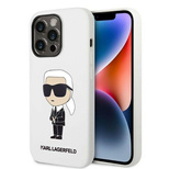 Karl Lagerfeld Silikon-Ikonik-Hülle für iPhone 14 Pro Max – weiß