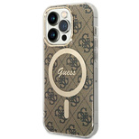 Guess IML 4G MagSafe Hülle für iPhone 15 Pro - Braun