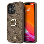 Guess GUHCP13L4GMRBR iPhone 13 Pro / 13 6,1&quot; braun/braunes Hardcase 4G mit Ringständer