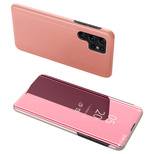 Clear View Case Hülle für Samsung Galaxy S23 Ultra Hülle mit Klappe Rosa