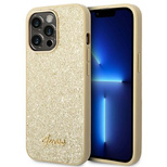 Guess GUHCP14LHGGSHD iPhone 14 Pro 6,1" złoty/gold hard case Glitter Script