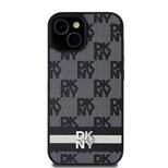 Etui DKNY Leather Checkered Mono Pattern & Printed Stripes na Samsung Galaxy S24 Ultra - czarne