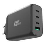 Silver Monkey GaN 130W Wandladegerät 3x USB-C PD 1x USB-A 3.0 QC - Schwarz