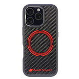 Audi Carbon Fiber Sport Red Circle MagSafe Case für iPhone 16 Pro 6,3&quot; - Schwarz