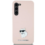 Karl Lagerfeld Choupette Metal Pin-Hülle aus Silikon für Samsung Galaxy S23 Ultra – Rosa