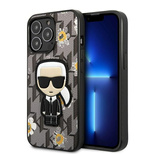 Etui Karl Lagerfeld Flower Ikonik Karl na iPhone 13 Pro Max - szare