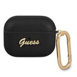 Guess GUAPSASMK AirPods Pro Cover schwarz/schwarz Saffiano Script Metal Collection