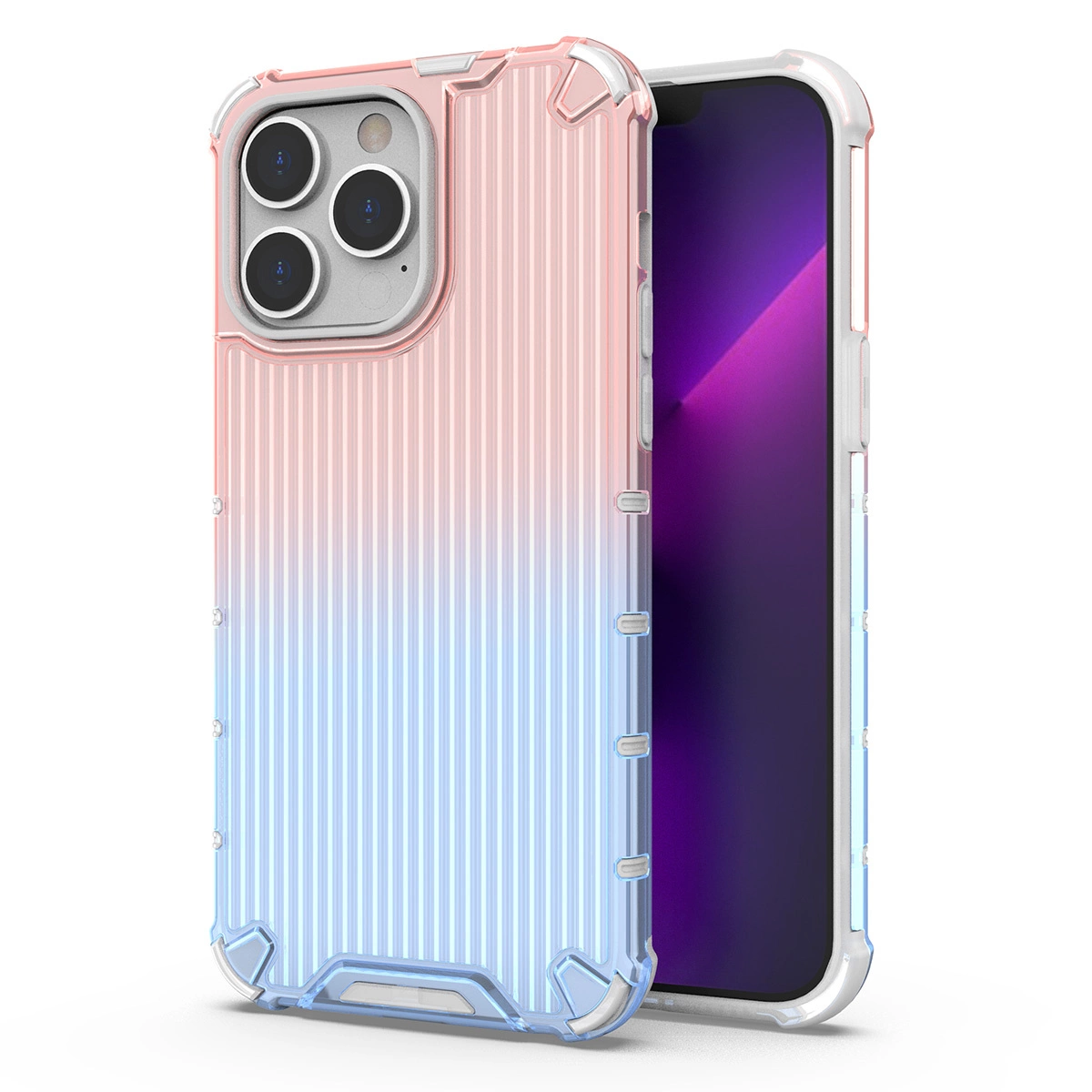 Ombre Protect Case for iPhone 14 Pro Max pink and blue armored