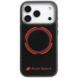 Etui Audi RSQ Carbon Fiber Sport Red Circle MagSafe do iPhone 17 Pro - czarne