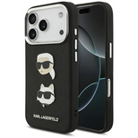 Karl Lagerfeld FW Grained Karl &amp; Choupette Heads Pins &amp; Logo iPhone 17 Pro Case - Black