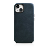 iCarer Oil Wax Premium Leather Case iPhone 14 Plus Magnetic Leather Case with MagSafe Dark Blue (WMI14220703-BU)