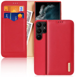 Dux Ducis Hivo Case for Samsung Galaxy S23 Ultra Flip Cover Wallet Stand RFID Blocker Red