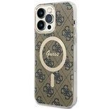 Etui Guess IML 4G MagSafe na iPhone 15 Pro Max - brązowe