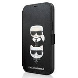 Karl Lagerfeld KLFLBKP12SSAKICKCBK iPhone 12 mini 5,4" czarny/black book Saffiano Karl & Choupette