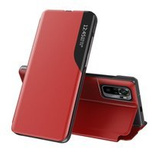 Eco Leather View Case elegant bookcase type case with kickstand for Xiaomi Redmi Note 10 Pro red