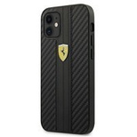 Ferrari FESNECHCP12SBK iPhone 12 mini 5.4&quot; schwarz/schwarz Hardcase On Track PU Carbon