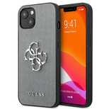 Etui Guess Saffiano 4G Metal Logo na iPhone 13 mini - szare