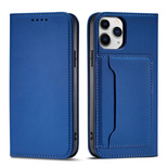 Magnet Card Case for iPhone 12 Pro cover card wallet card stand blue