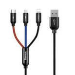 Baseus Three Primary Colors 3in1 USB-A - Micro USB / Lightning / USB-C 3.5A Kabel 1,2 m - Schwarz