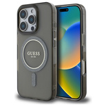 Guess IML Glitter Circle MagSafe Hülle für iPhone 16 Pro Max - Schwarz