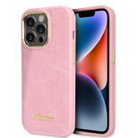 Guess Croco Collection Hülle für iPhone 14 Pro – Rosa