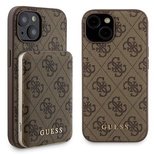 Guess 4G Metal Logo case set for iPhone 15 + 5000mAh MagSafe power bank - brown