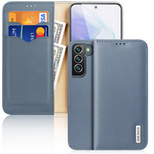 Dux Ducis Hivo Leather Flip Cover Echtleder Geldbörse für Karten und Dokumente Samsung Galaxy S22+ (S22 Plus) Blau