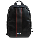 BMW Carbon &amp; Red Stripe Rucksack für einen 16-Zoll-Laptop – Schwarz