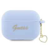 Guess GUAP2LSCHSB AirPods Pro 2 Cover Blau/Blau Silikon Charm Heart Collection