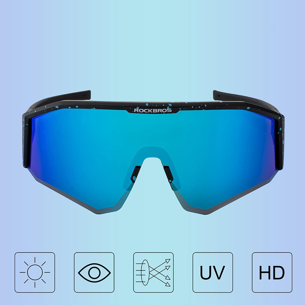 Rockbros SP297 cycling glasses on a blue background