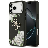 Etui Guess Grained Roses & Big 4G Logo na iPhone 17 Pro Max - czarne