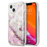 Guess GUHCP13SLGPEPI iPhone 13 mini 5.4&quot; pink/pink hardcase Peony Liquid Glitter