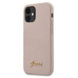 Guess GUHCP12SLSLMGLP iPhone 12 mini 5.4" light pink/light pink hardcase Silicone Script Gold Logo