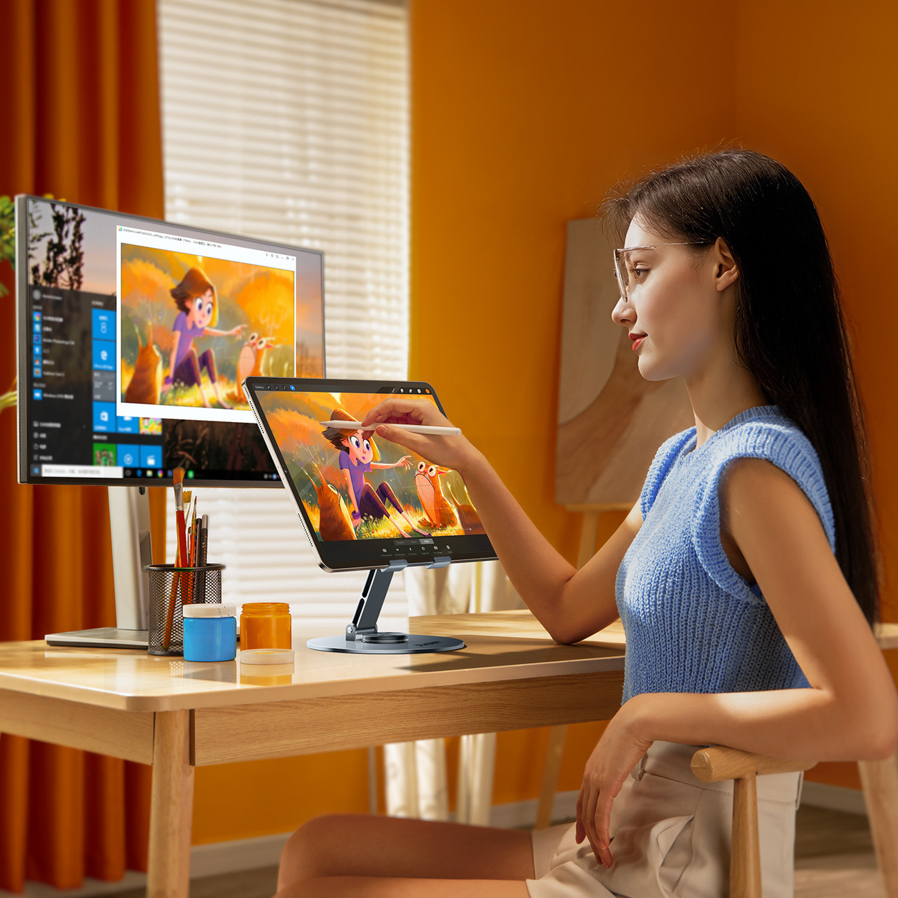 Stojak na tablet obrotowy 360° aluminiowy