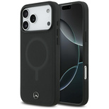 Mercedes Plain MagSafe Case aus glattem Leder für iPhone 17 Pro Max – Schwarz