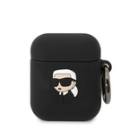 Karl Lagerfeld KLA2RUNIKK AirPods 1/2 Hülle schwarz/schwarz Silikon Karl Head 3D