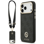 Guess 4G Srtass Logo &amp; Big Strap Metal Buttons MagSafe Case für iPhone 17 Pro Max - Schwarz