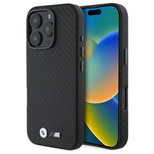 BMW Carbon Wrapped Metal iPhone 16 Pro Case - Black