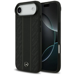 Mercedes Leder Laurel Leaves Stripes MagSafe Case für iPhone 17 Air - Schwarz