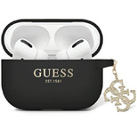 Guess GUAP2LECG4K Hülle für AirPods Pro 2 Cover - schwarzer Flüssigsilikon-Glitzer-Dreiecksanhänger