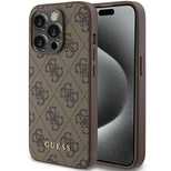 Guess 4G Metal Gold Logo Hülle für iPhone 15 Pro – braun