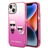 Karl Lagerfeld Gradient Ikonik Karl &amp; Choupette Case for iPhone 14 / 15 / 13 6.1&quot; - pink