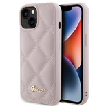 Etui Guess Quilted Metal Logo na iPhone 15 - różowe